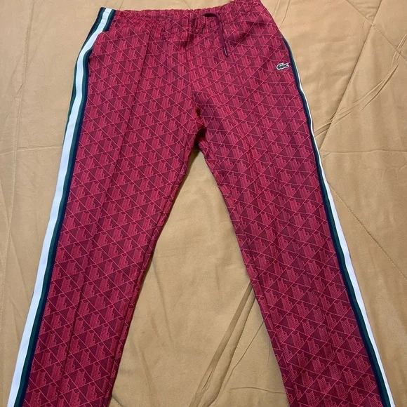 Lacoste Burgundy Geometric sweatsuit/ jacket and pants - Picture 3 of 6